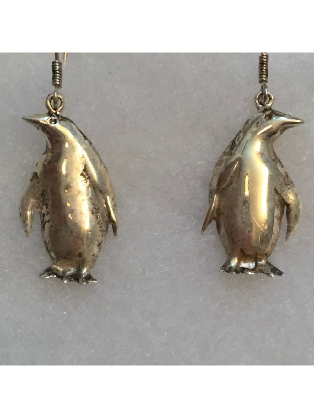 EARRINGS 925 PENGUINS STERLING SILVER WIRES DROP PIERCED